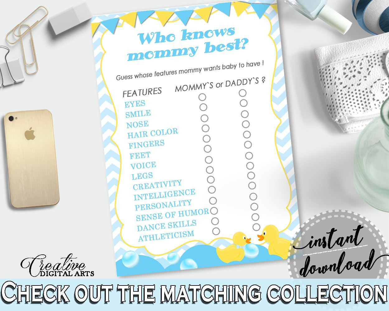 Baby Shower Rubber Rubber Ducky Mommy Trivia Baby Eyes WHO KNOWS MOMMY Best, Party Décor, Paper Supplies, Customizable Files - rd002 - Digital Product