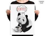 Panda Coffee Print, Beautiful Wall Art with Frame and Canvas options available Bar Decor