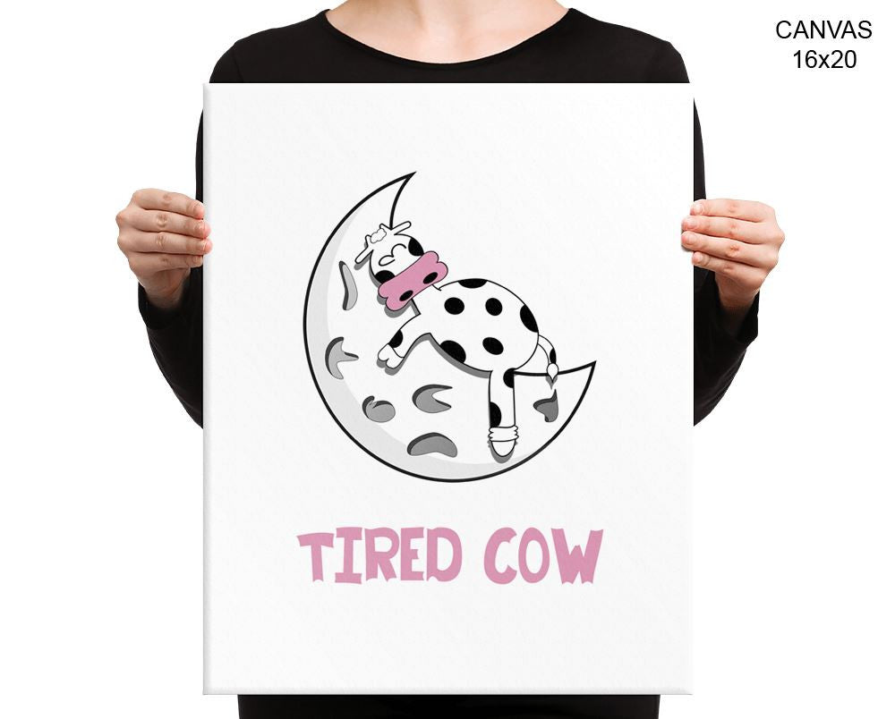 Tired Cow Print, Beautiful Wall Art with Frame and Canvas options available Bedroom Decor