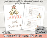 Advice Cards Bridal Shower Advice Cards Tribal Bridal Shower Advice Cards Bridal Shower Tribal Advice Cards Pink Brown party ideas - 9ENSG - Digital Product