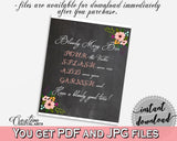 Chalkboard Flowers Bridal Shower Bloody Mary Bar Sign in Black And Pink, vodka mix, chalk floral bridal, party planning, party stuff - RBZRX - Digital Product