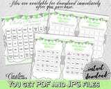 Baby Shower BINGO 60 cards game and empty gift BINGO cards with green chevron theme printable, Jpg and Pdf, instant download - cgr01