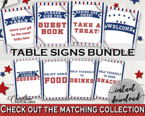 Table Signs Baby Shower Table Signs Baseball Baby Shower Table Signs Baby Shower Baseball Table Signs Blue Red instant download YKN4H - Digital Product