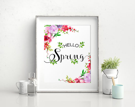 Wall Art Hello Spring Digital Print Hello Spring Poster Art Hello Spring Wall Art Print Hello Spring Spring Art Hello Spring Spring Print - Digital Download