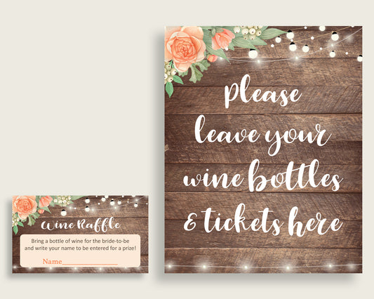 Wine Raffle Bridal Shower Wine Raffle Rustic Bridal Shower Wine Raffle Bridal Shower Flowers Wine Raffle Brown Beige printables party SC4GE