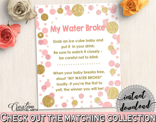 My Water Broke, Baby Shower My Water Broke, Dots Baby Shower My Water Broke, Baby Shower Dots My Water Broke Pink Gold - RUK83 - Digital Product